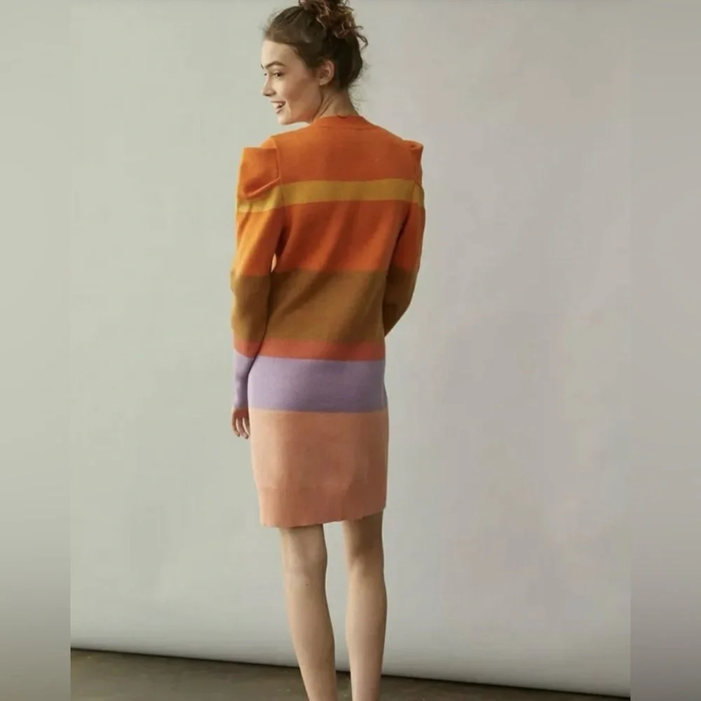 Anthropologie Farm Rio Sunset  Striped Long Sleeve Dress - Picture 2 of 7
